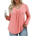 thumbnail image 3 of WellSize Womens Plus Size Tops Casual Pleated V Neck Fall Blouse Tunic Long Sleeve Shirts, 3 of 8