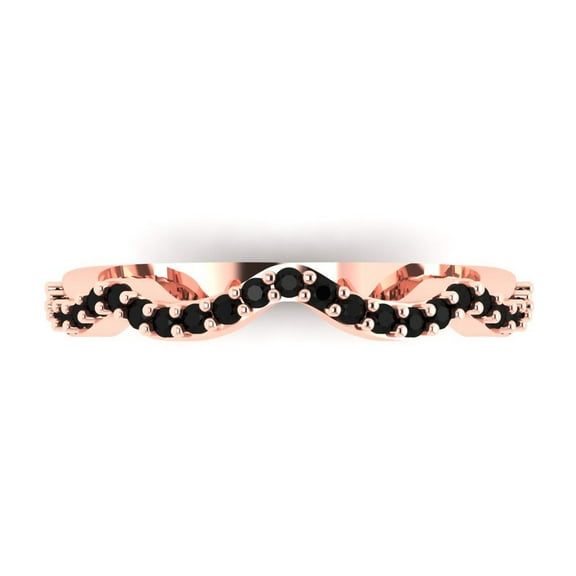 0.23 ctw Wedding Band for Women - 18K Rose Gold Natural Onyx Stackable Eternity Ring