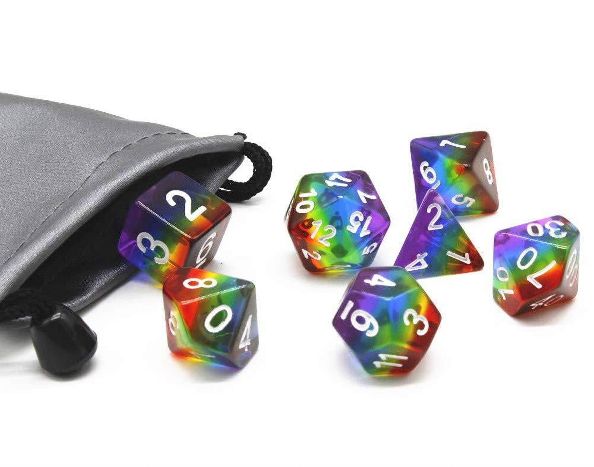 RPG Dice Set (7+1): Rainbow Translucent Resin