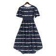 thumbnail image 7 of Maqroz Midi Dresses for Women V Neck Short Sleeve Belted Ruched Sundress Floral Printed Soft Cotton Summer Beach Vacation Travel Wedding Guest Cocktail Party Dresses Black S, 7 of 7