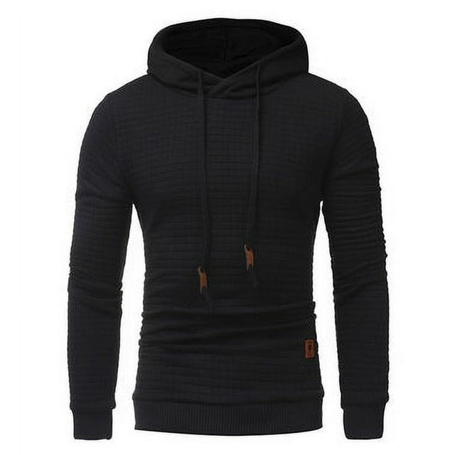 Fo Sweat à Capuche Classique Matelassé à Motif Carré pour Hommes (Noir, 3TG)