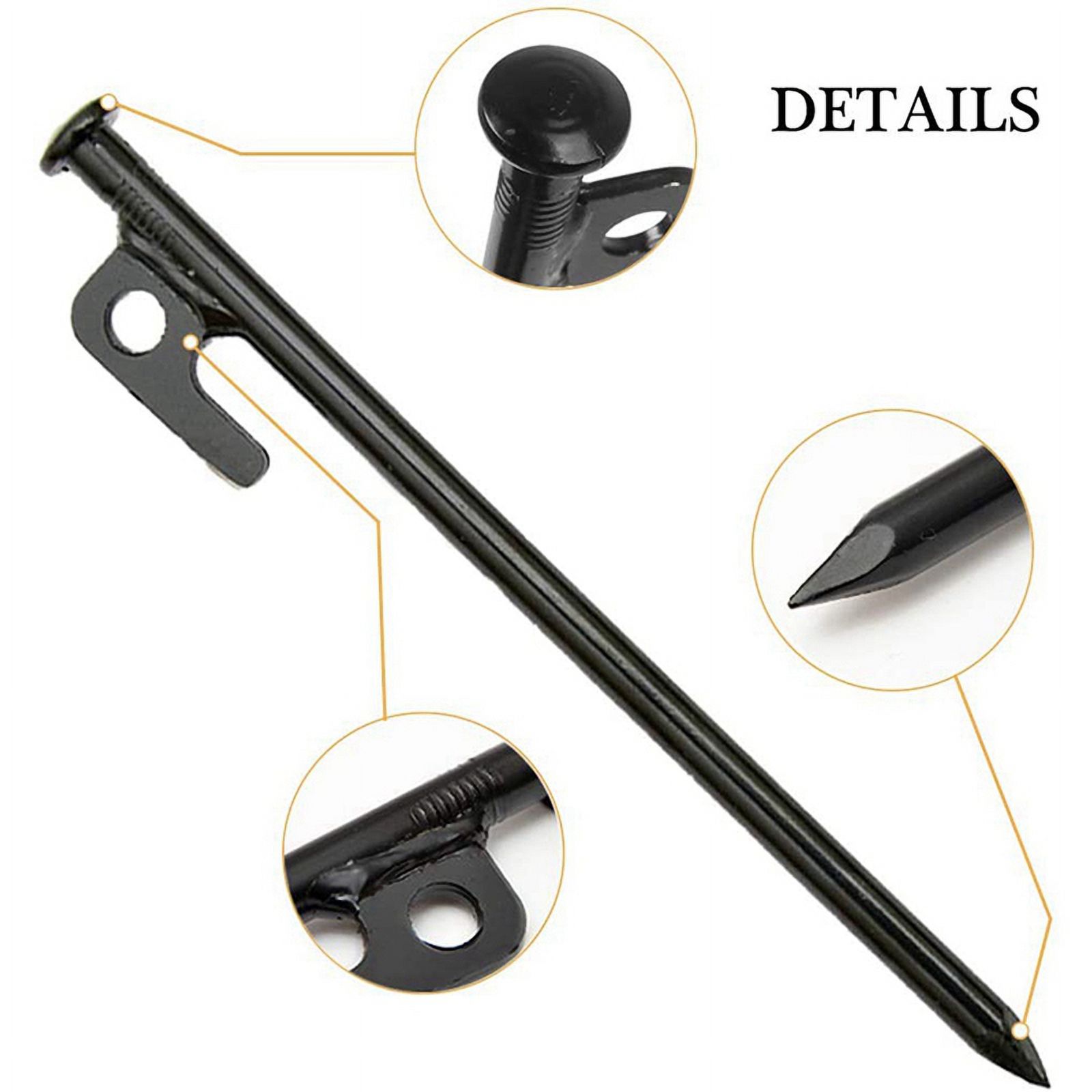 16 Pack Tent Stakes Heavy Duty Metal Tent Pegs for Camping Steel Tent Stakes Unbreakable and Inflexible,40cm,16 x Tent Stakes Tarp Peg,Black