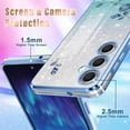 thumbnail image 5 of (3in1 for Samsung Galaxy S23 FE Case for Women Girls Glitter Girly Cute Bling Flowers Blue Phone Cases with Ring Stand Design Sparkle Floral Shiny Pretty Cover for Samsung S23 FE 5G 6.4'', 5 of 12