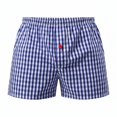 thumbnail image 5 of 3" Mens Loungewear Shorts Plaid Elastic Waist Color Block Casual Sleep Pajama Short Pants Gifts for Men, 5 of 6