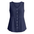 thumbnail image 4 of Linen Tank Tops for Women Sleeveless Button Front Loose Shirt Top Casual Lightweight V Neck Tank Size L, 4 of 4