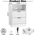 thumbnail image 2 of LED Nightstand with Charging Station, Fluted Nightstand Set of 2, Wood Nightstands with 2 Drawers & Metal Handles, Modern Bedside Table & End Tables, Farmhouse Night Stands for Bedroom, White, 2 of 9