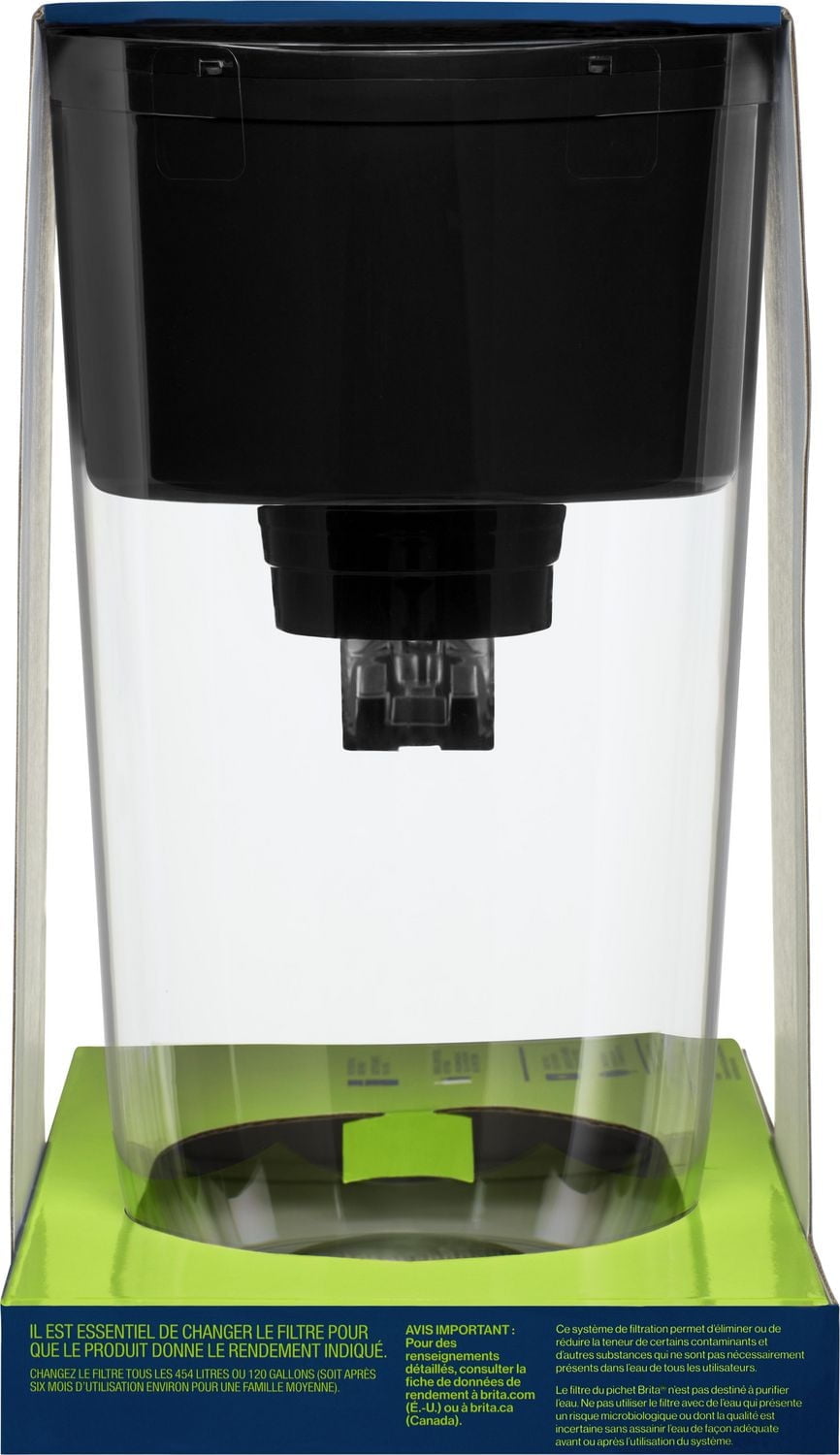 Pichet de filtration d’eau Brita d’une capacité de 10 tasses avec filtre Elite et indicateur de changement de filtre SmartLight, réduit plus de 30 contaminants, incluant le plomb et les microplastique modèle Tahoe noir