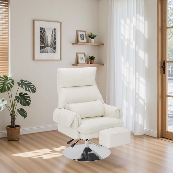 BarberPub Swivel Recliner Chair with Lumbar Support, Adjustable Height for Home Office, Beauty Salon, Facial, Massage, Eyelash Extension, Tattoo, PU Leather
