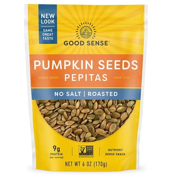 Good Sense, Pumpkin Seeds Pepitas, No Salt, Roasted, 6 oz Pack of 2
