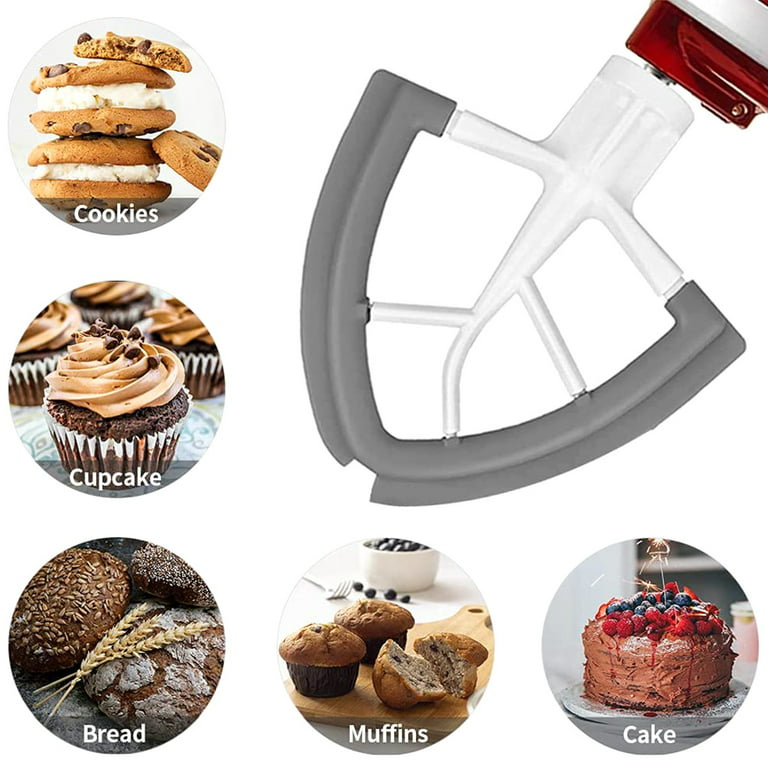 Edge Beater for KitchenAid Tilt-Head Stand Mixer, 4.5-5 Quart Flat Beater  Paddle with Flexible Silicone Edges Bowl Scraper 