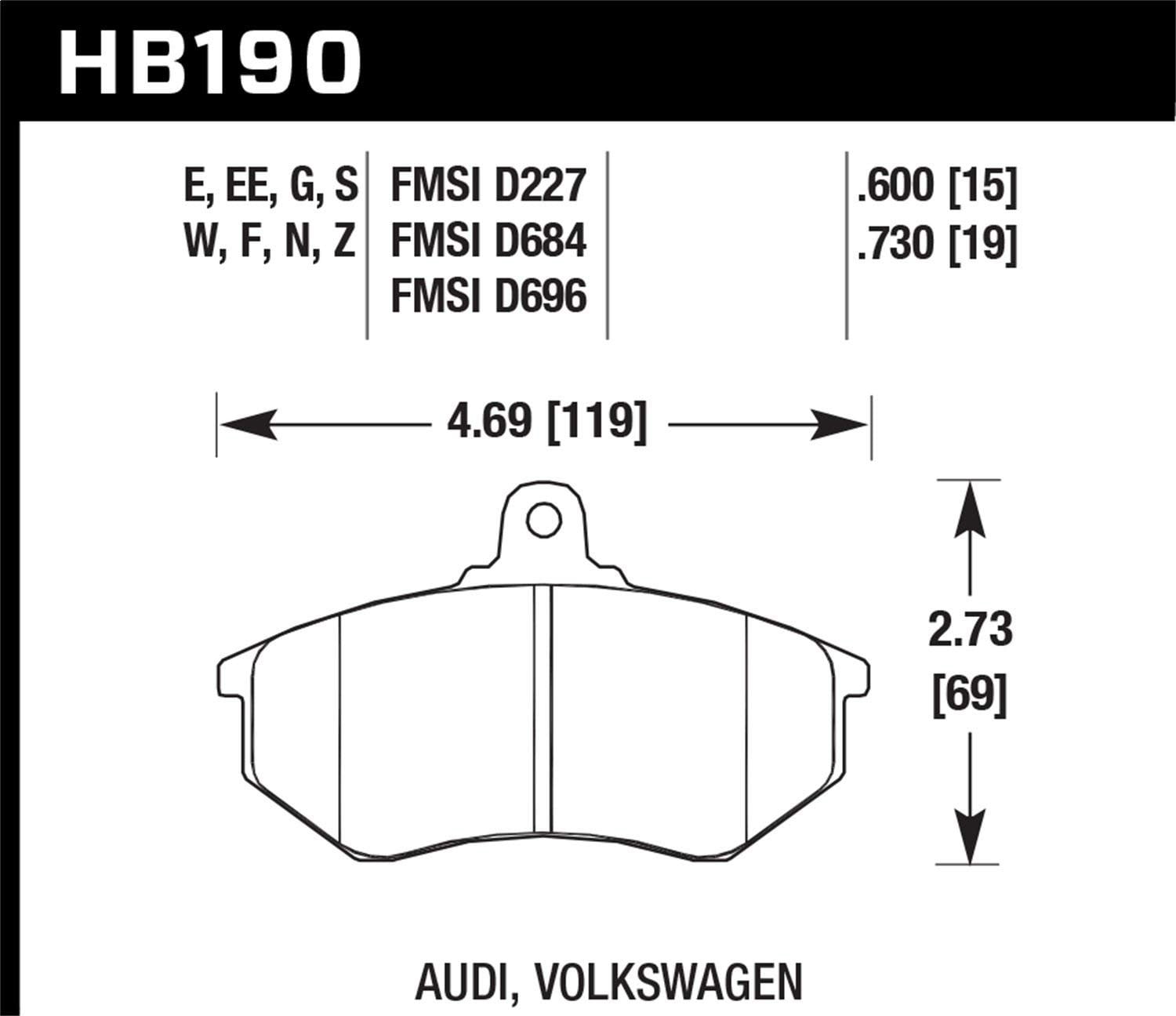 Hawk 93 99 Volkswagen Golf 90 99 Volkswagen Jetta Dtc 30 Race Front Brake Pads
