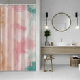 thumbnail image 3 of Abstract Pink Shower Curtain Romantic Pink and Green Mixed Ink Painting Shower Curtains for Modern Aesthetics Bathroom with Hooks Waterproof Polyester Fabric Bath Curtain, 36x72 Inch, 3 of 6