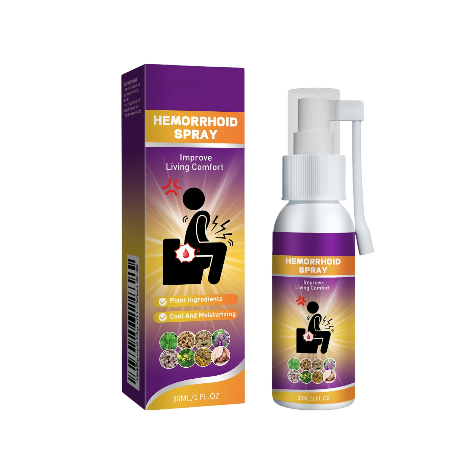 Alvantor Plant-Based Hemorrhoid Treatment Spray - Fast Relief for External Hemorrhoids and Fissures, 1 fl. oz