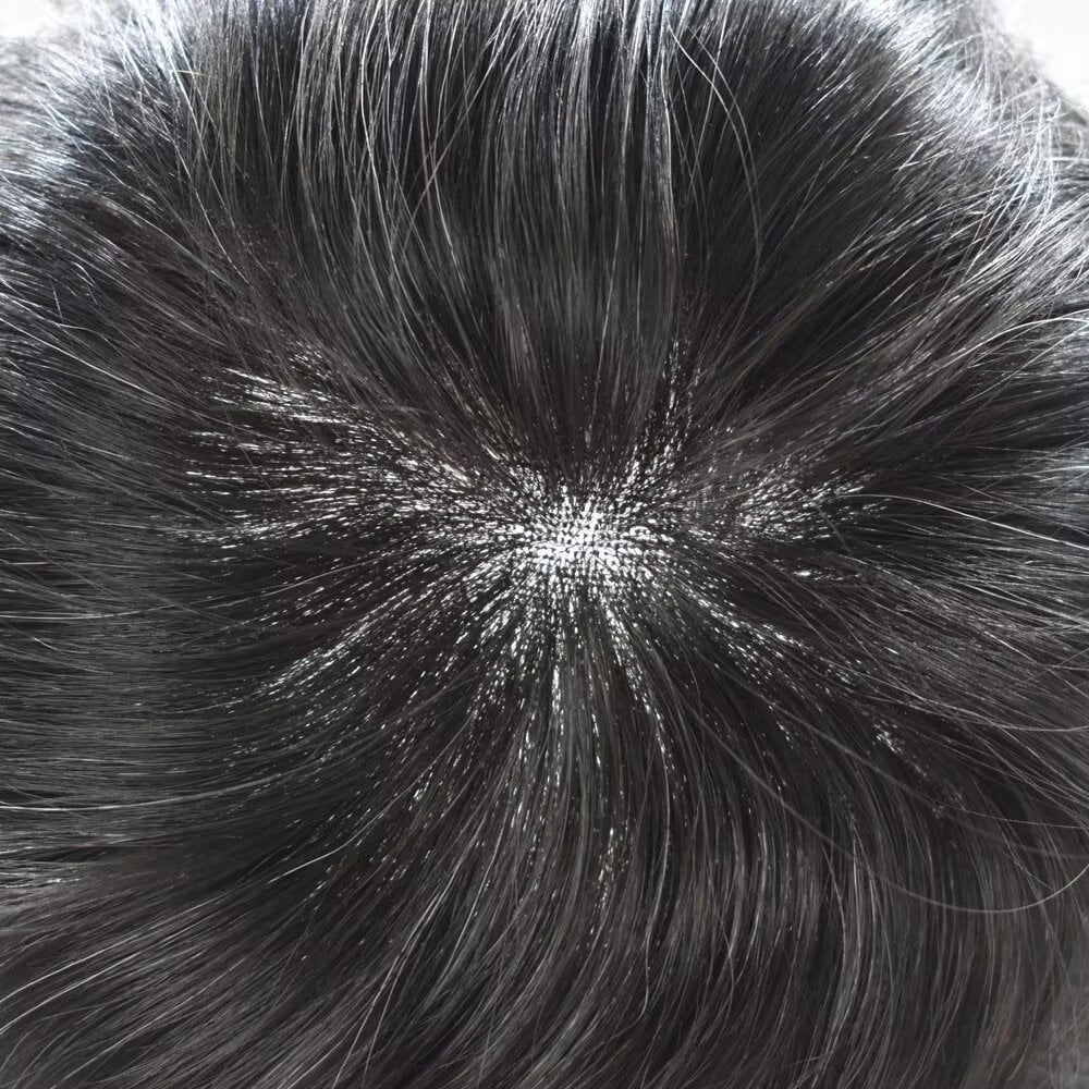 Mens Hairpiece Lyrical Hair Toupee for Men French Lace with PU Men's Toupee Black Brown Blonde Gray 7X10 #1B10