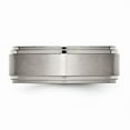 thumbnail image 3 of Titanium Double Step Ridged Edge 8mm Satin and Polished Band Size: 10; for Adults and Teens; for Women and Men, 3 of 6