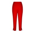 thumbnail image 4 of MLQIDK Pedal Pushers for Women Yoga Leggings Trendy Summer High Waisted Knee Length Ladies Leggings Dressy Casual Yoga Capris with Pockets Wine 2XL, 4 of 6
