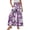 495#Dark Purple, variant on Women's Hawaiian Print Wide Leg Palazzo Pants High Waisted Ties Ruffle Hem Casual Loose Trousers with Pockets Purple L