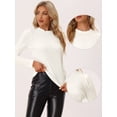 thumbnail image 2 of Blusa de terciopelo Allegra K con cuello simulado y purpurina metálica Blanco L, 2 of 5