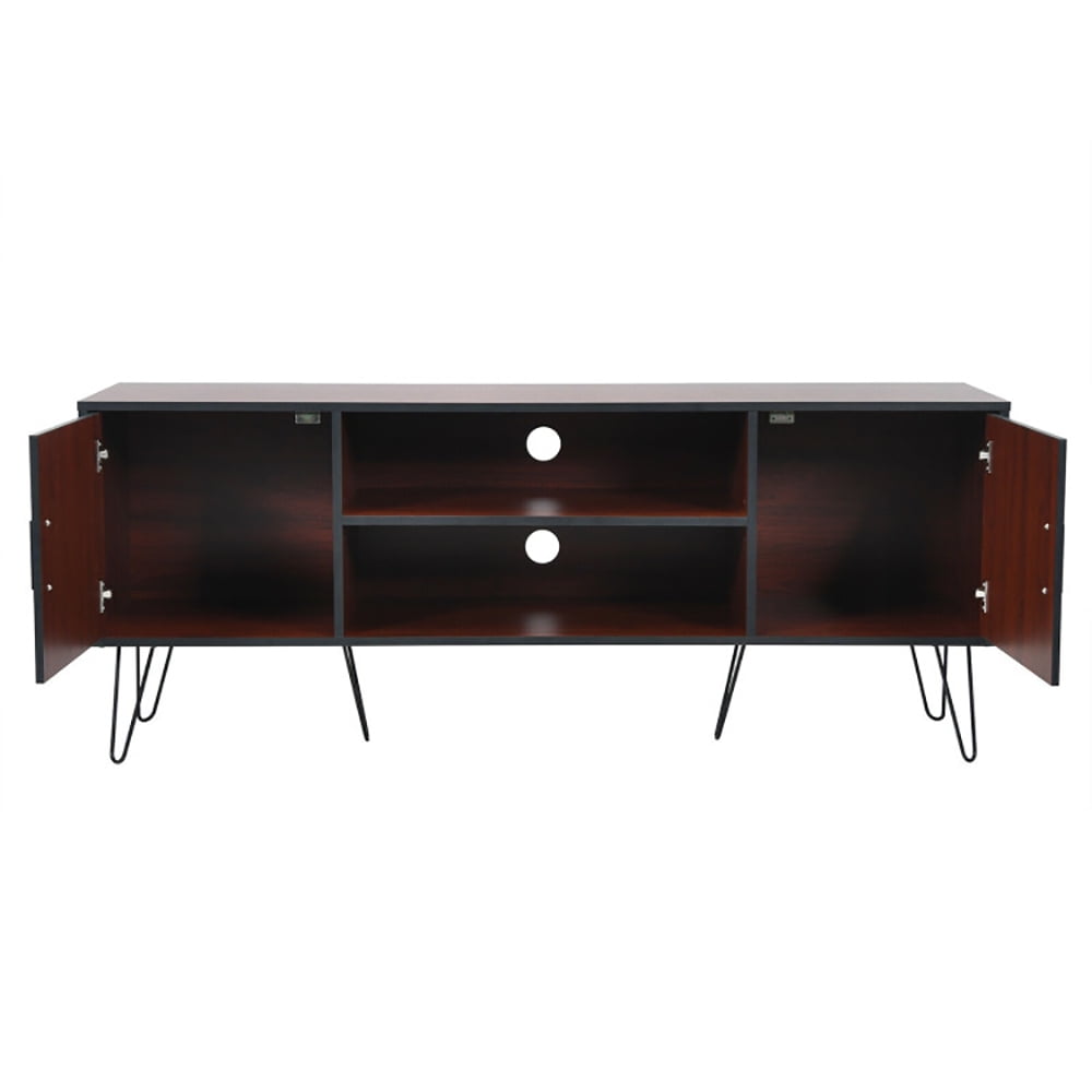 Finihen TV Stand, TV Cabinet, 59 Inches Retro Wooden TV Stand for TVs up to 65 Inches, Media Entertainment Center with Storage, for Living Room, Bedroom, Brown