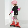 thumbnail image 3 of Halloween Decorations Clearance Skating Safety Kit Boys and Girls Helmet Elbow Guards Kneecaps 3-in-1 Set for Skating Biking Breathable Easy to Wear(Pink), 3 of 5