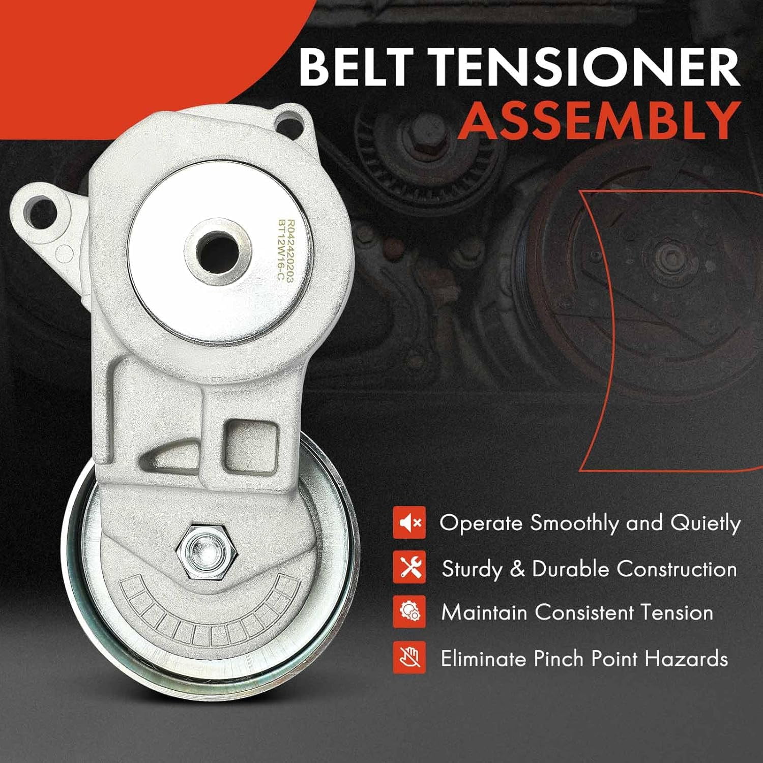A-Premium Serpentine Belt Tensioner Assembly with Idler Pulley Compatible with Mitsubishi Eclipse 2006-2012 Galant 2004-2012 Lancer 2003-2006 Outlander 2003-2006