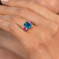 thumbnail image 4 of Gem Stone King 925 Sterling Silver and 10k Yellow Gold London Blue Topaz and Red Created Ruby 3 Stone Engagement Ring for Women (5.05 Cttw, Octagon Cut 10X8MM, Size 7), 4 of 4