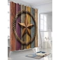 thumbnail image 3 of Retro Star Shower Curtain, Rope Old Mottled Colorful Wood Wall Abstract Waterproof Shower Curtain Set with 12 Hooks Lightweight Washable Fabric Shower Curtains for Bathroom 72x72 Inches, 3 of 6