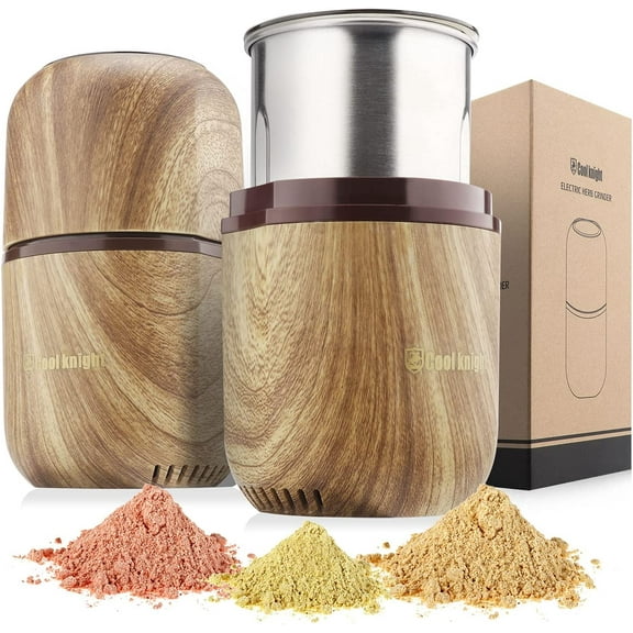 EnjinZZ Electric Herb Grinder [Large Capacity/High Rotating Speed]-Electric Grinder for Spices and Herbs (Wood grain 2)