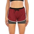 thumbnail image 3 of Women's Double Layer Yoga Shorts Workout Shorts Athletic Sports Active Running Shorts with Pockets, 3 of 7