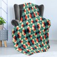 thumbnail image 4 of Geometric Soft Flannel Fleece Blanket, Vintage Rhombus Pattern with Small Triangles in Retro Tones Colorful Grid Design, Cozy Plush for Indoor and Outdoor Use, 60" x 80", Multicolor, by Ambesonne, 4 of 5