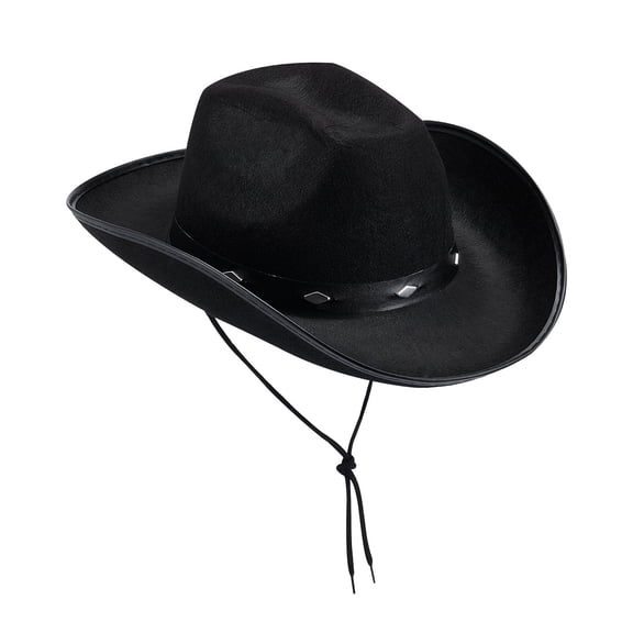 FAOWME Women Men Cowboy Hat With Adjustable Strap Solid Color Curved Brim Comfortable Fashion Caps For Outdoor Activities Black One Size