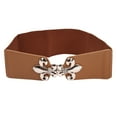 thumbnail image 3 of Premium Gold Fleur de lis Buckle Wide Elastic Stretch Waist Belt Waistband, 3 of 3