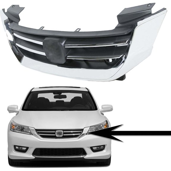 SEBLAFF For 2013 2014 2015 Honda Accord Sedan Chrome Front Bumper Upper Grille Grill