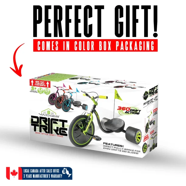 Madd Gear Drift Trike - Black/Green - Walmart.ca