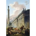 thumbnail image 2 of Hubert Robert 13x18 Black Ornate Wood Framed Double Matted Museum Art Print Titled - Imaginary View of Rome with Equestrian Statue of Marcus Aurelius, the Column of Trajan and a Temple, 2 of 5