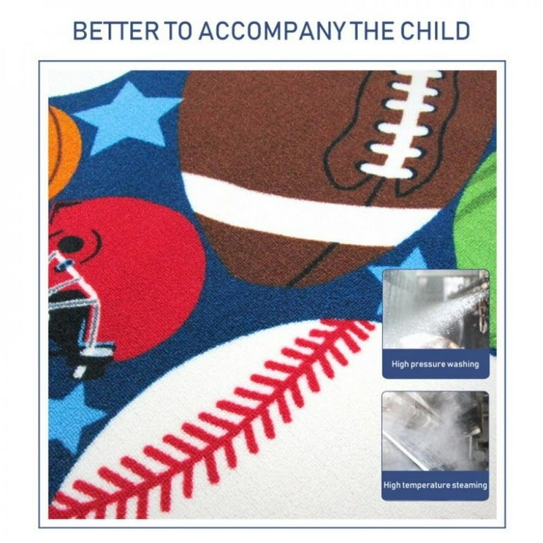 Big Save Kids Rug Fun Sport Rugs Sports Ball Carpet Boys Girls Childrens Rug Balls Print with Soccer Ball Basketball Baseball Bedroom Playroom