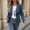 (New8)Blue, variant on Open Front Cropped Blazer Coat Women Long Sleeve Draped Collar Jacket Casual Office Outer Garment Versatile Top for Business