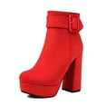 thumbnail image 5 of Mostsola Platform Heels Boots for Women Ankle Strap Zip up Short Boots Round Toe Dress Booties, 5 of 9