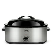 Aroma 22 Quart Electric Roaster Oven Stainless Steel with Self-Basting Lid, ART-712SB