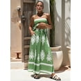 thumbnail image 4 of Women'S Summer Dresses 2025 Floral Sundress Spaghetti Straps Flowing Beach Vacation Bohemian Maxi Dress Set Green L, 4 of 7