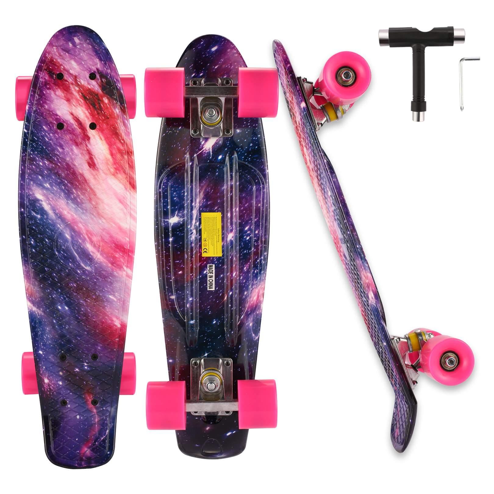 22"-24'' Complete Skateboard Cruiser Board Skate Beginner Galaxy Flashing Wheel 