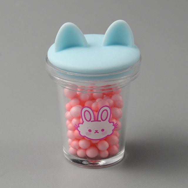 Transparent Resin Cat Ear Bottle Pendants Bubble Milk Tea Cup Charms Imitation Food Pale Turquoise 22.5x35mm Hole: 1.2mm