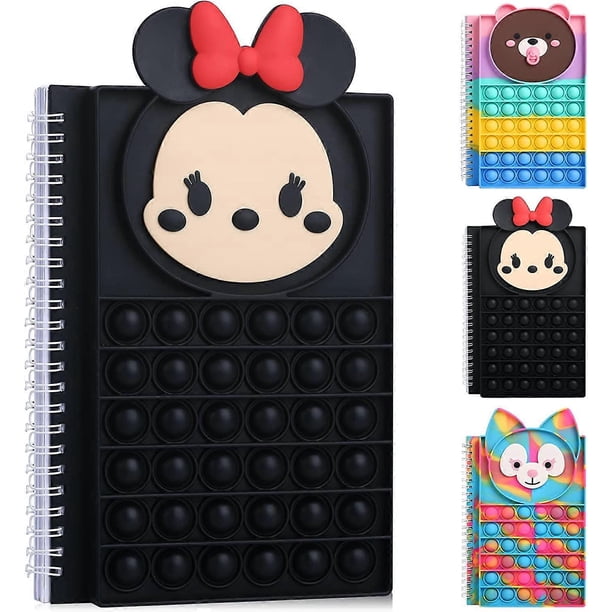 Pop Bubble Notebook Fidget Toy, Fidget Notebook for Kids Pop Note Book for School, Stress Relief Spiral Notebooks College Ruled - 40 Sheet - A5 Rainbo