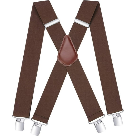 Men's Braces with Very Strong 4 Clips 50 MM Wide Heavy Duty Suspenders X Style Adjustable Elastic Suspender