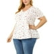 thumbnail image 1 of Women's Plus Size V Neck Ruffle Hem Short Sleeve Cinched Waist Floral Peplum Top White 3X, 1 of 7