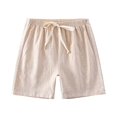 thumbnail image 4 of Sopiago Kids Shorts Boys Soft Cotton Short Casual Fashion Summer Athletic Shorts for Toddler Boys Beige,5-6 Years, 4 of 5