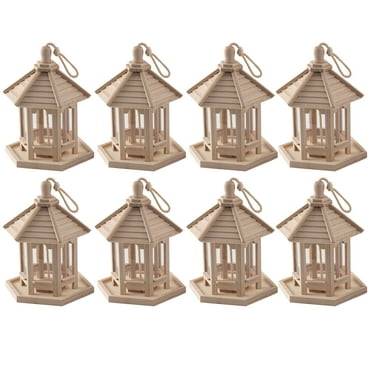 9.5" Wooden Gazebo bird feeder by Make Market - Unfinished Hanging Birdhouse Made of 100% Wood - Outdoor Nesting Boxes - Bulk 8 Pack