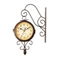 thumbnail image 2 of Reloj de pared de doble cara con diseño vintage, silencioso, de 4,72 pulgadas, para estación. Números arábigos, 2 of 9