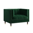 thumbnail image 4 of Nicole Miller Janie Velvet Club Chair Channel Tufted Nailhead Trim Metal Leg Tip, Hunter Green/Gold, 4 of 9