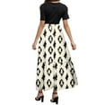 thumbnail image 5 of adviicd Floral Casual Dresses for Women 2025 Boho Flowy Dresses A Line Crew Neck Short Sleeve Dress Long Maxi Sundress Beige, M, 5 of 6